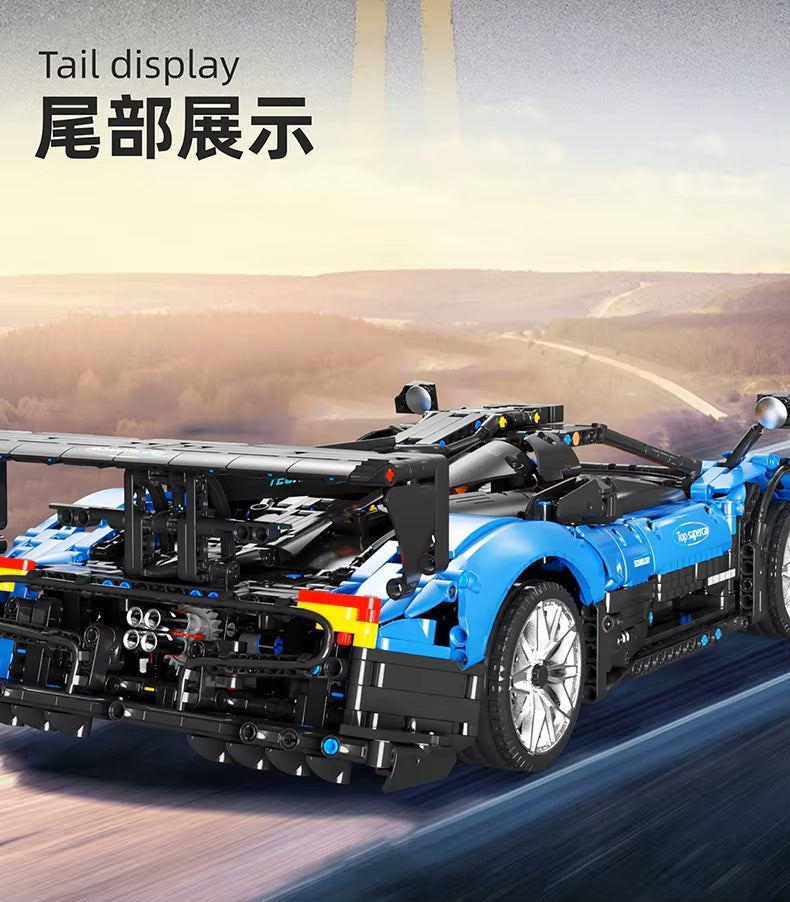 TGL T5038 Technology Blue Supercar Static Version High Difficulty Building Block Assembly Model Holiday Gift MOC