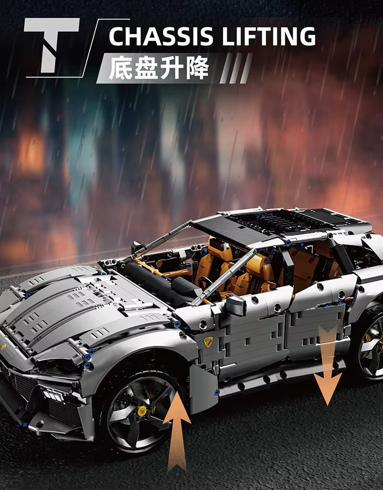TGL T5041 Technology Silver SUV Static Version High Difficulty Building Block Assembly Model Holiday Gift MOC