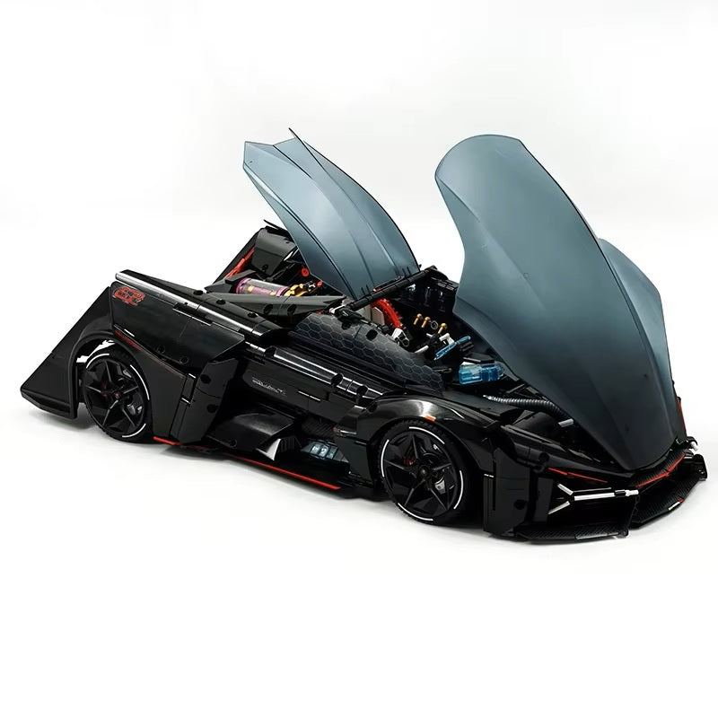 Black 1:8 Lambo 2884 Pieces Concept Sports Car Model Building Blocks MOC 10644 Speed Vehicle Bricks Ideas High Tech Toy Kit Gift Kids