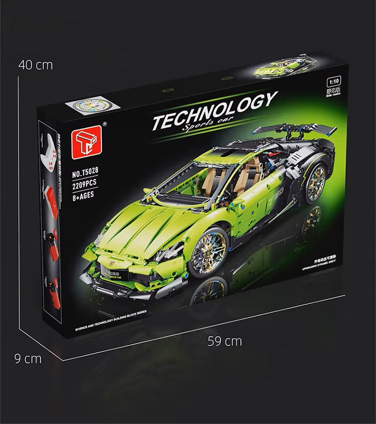 TGL T5028 Technology Green Bull Supercar Static Version High Difficulty Building Block Assembly Model Holiday Gift MOC