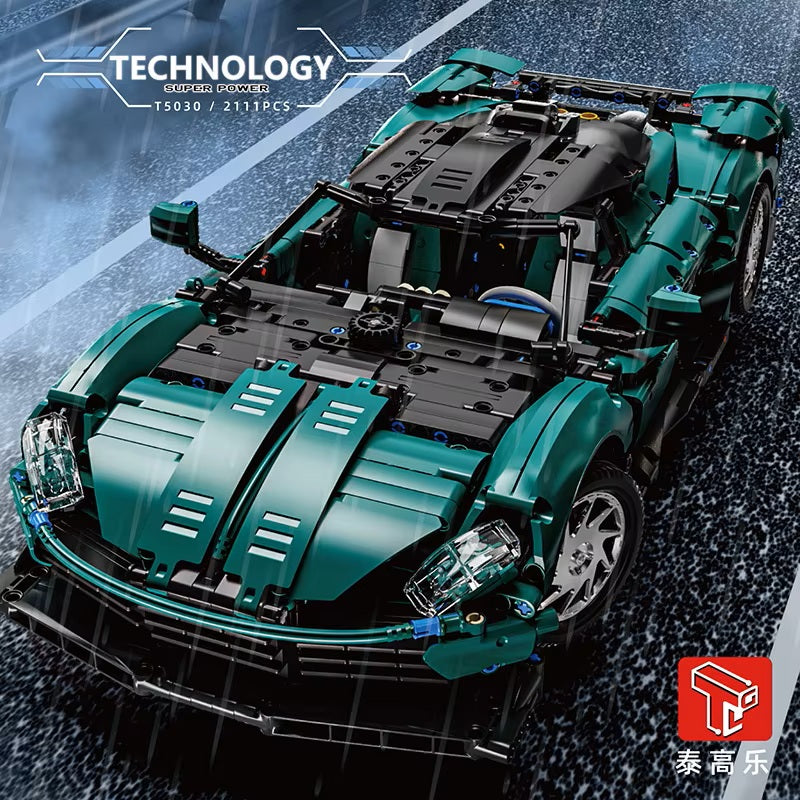 TGL T5030 Technology Dark Green Sports Car Static Version High Difficulty Building Block Assembly Model Holiday Gift MOC