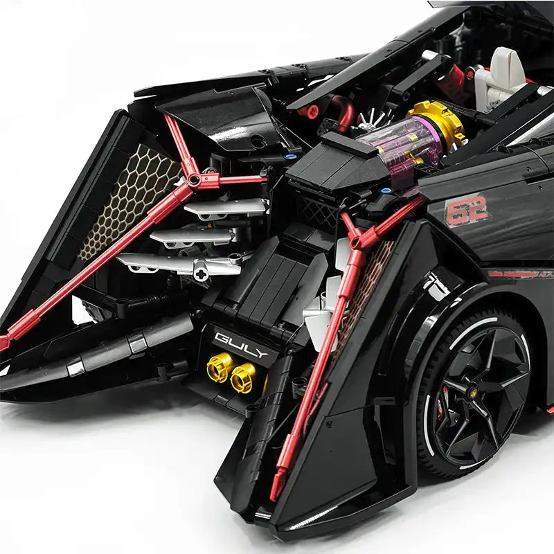 Black 1:8 Lambo 2884 Pieces Concept Sports Car Model Building Blocks MOC 10644 Speed Vehicle Bricks Ideas High Tech Toy Kit Gift Kids