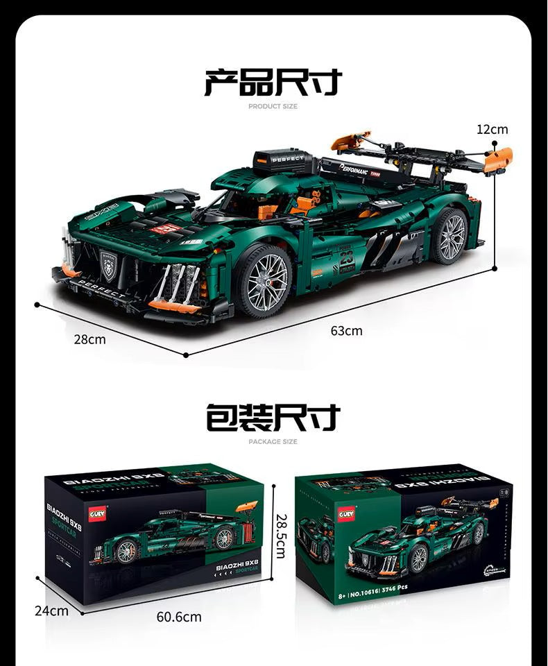 10616 Super Sports Car 9X8 Model Technical Car 1:8 Model City Racing Series DIY Toys Building Blocks Christmas Gift for Boy