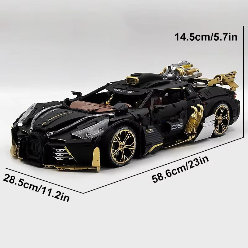 3976 Pieces Guly 10631 High-Tech Black Gold Sports Vehicle 1:8 Model Building Blocks Brick Assembly DIY Puzzle Toys Christmas Gifts Kids