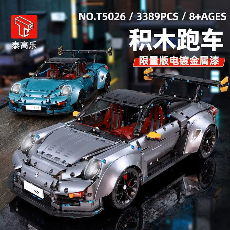 TGL T5026 Technology 911 Sports Car Static Version High Difficulty Building Block Assembly Model Holiday Gift MOC