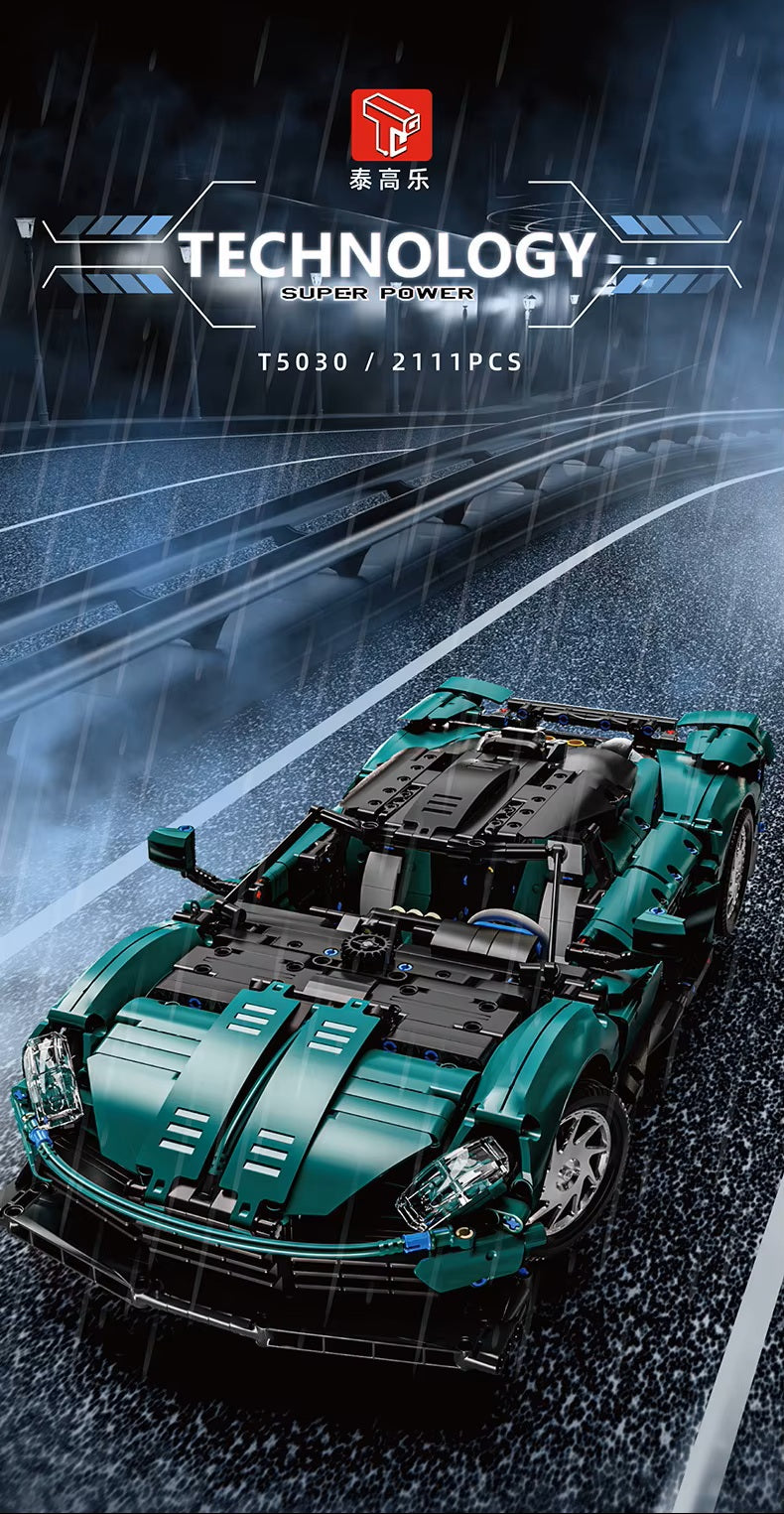 TGL T5030 Technology Dark Green Sports Car Static Version High Difficulty Building Block Assembly Model Holiday Gift MOC
