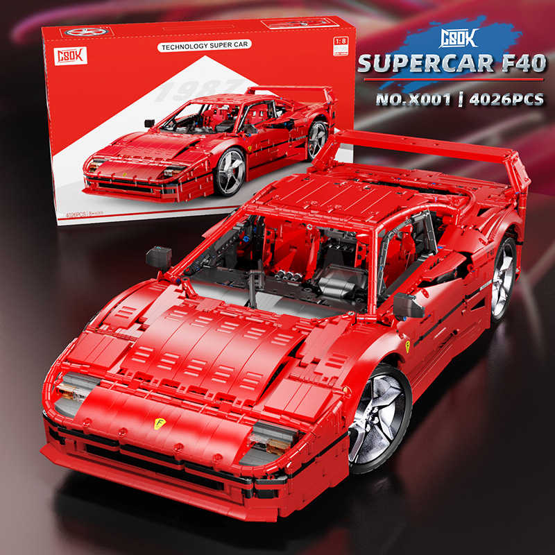 JD017 4026 Pieces Technical the F40 Red Super Car Compatible MOC-140629 Building Blocks Bricks Toys Boys Birthday Gifts 42143