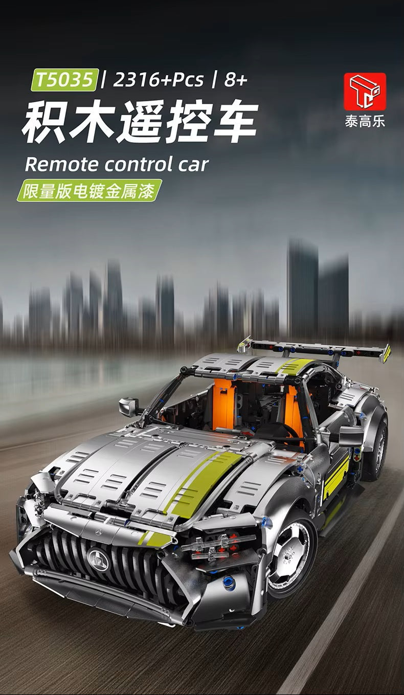 TGL T5035 Technology Silver AMG-TG Sports Car Static Version High Difficulty Building Block Assembly Model Holiday Gift MOC