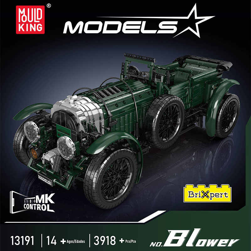 Mould King 3918 Pieces 13191 Technical Car Building Block the Remote Control Blower Vintage Car Set Assembly Brick Toys Kids Christmas Gift