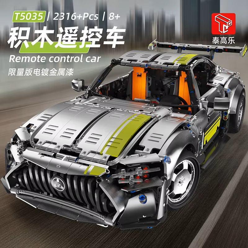TGL T5035 Technology Silver AMG-TG Sports Car Static Version High Difficulty Building Block Assembly Model Holiday Gift MOC