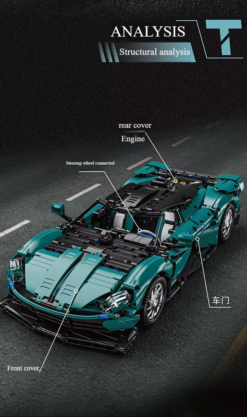 TGL T5030 Technology Dark Green Sports Car Static Version High Difficulty Building Block Assembly Model Holiday Gift MOC