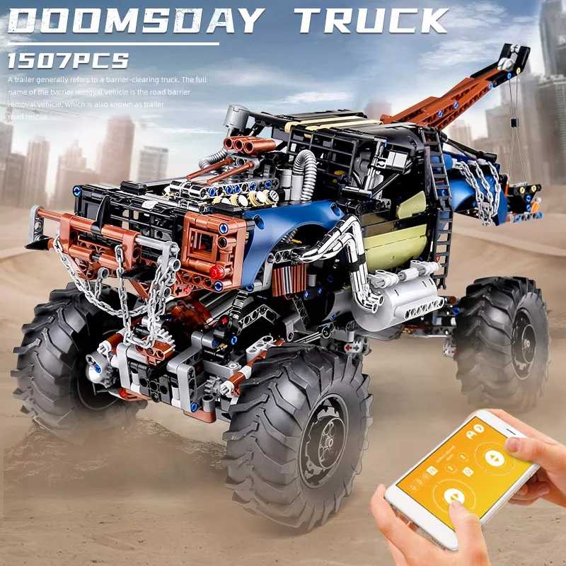 MOULD KING 1507 Pieces 18006 Rebel Tow Truck Racing Car Building Block RC Off-Road Climbing Buggy Vehicle Brick Children Toys Christmas Gift