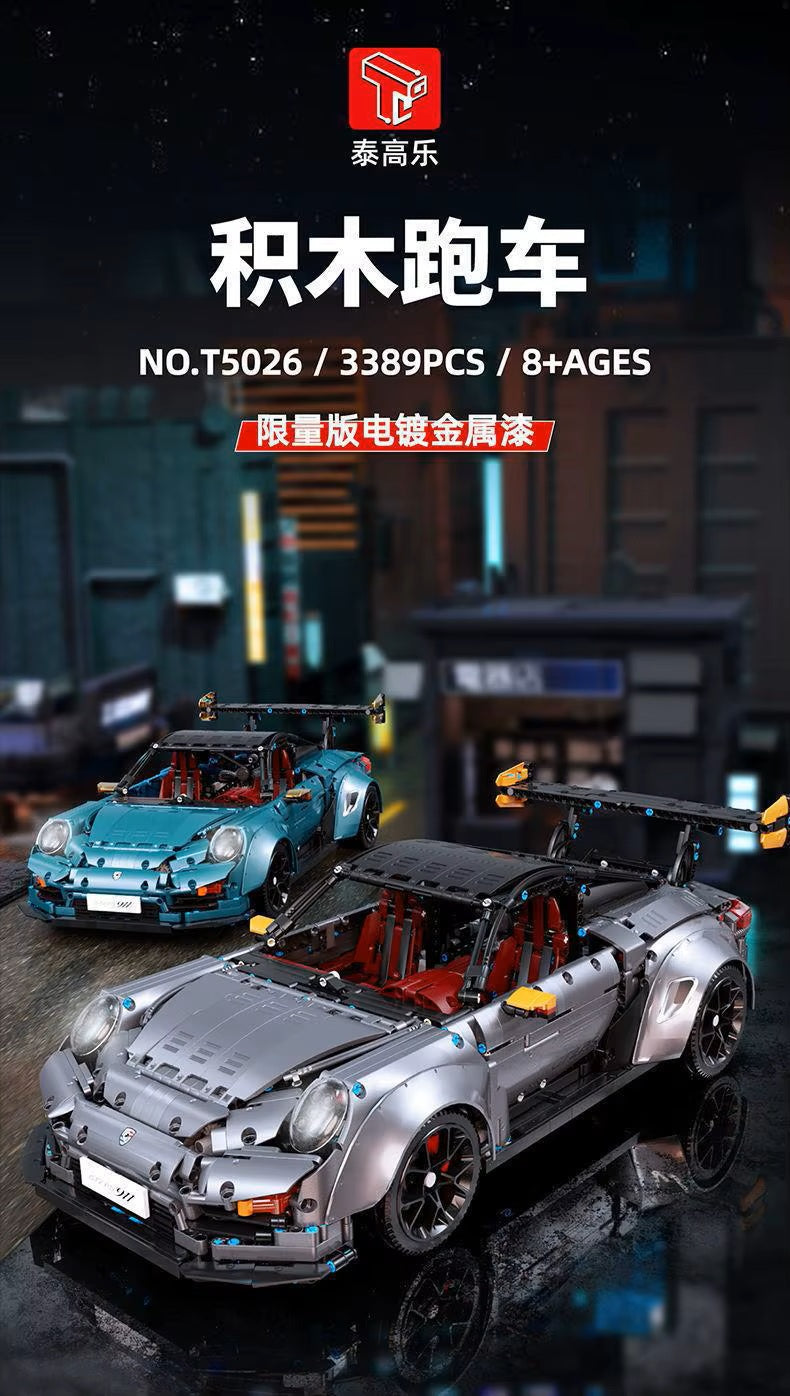 TGL T5026 Technology 911 Sports Car Static Version High Difficulty Building Block Assembly Model Holiday Gift MOC