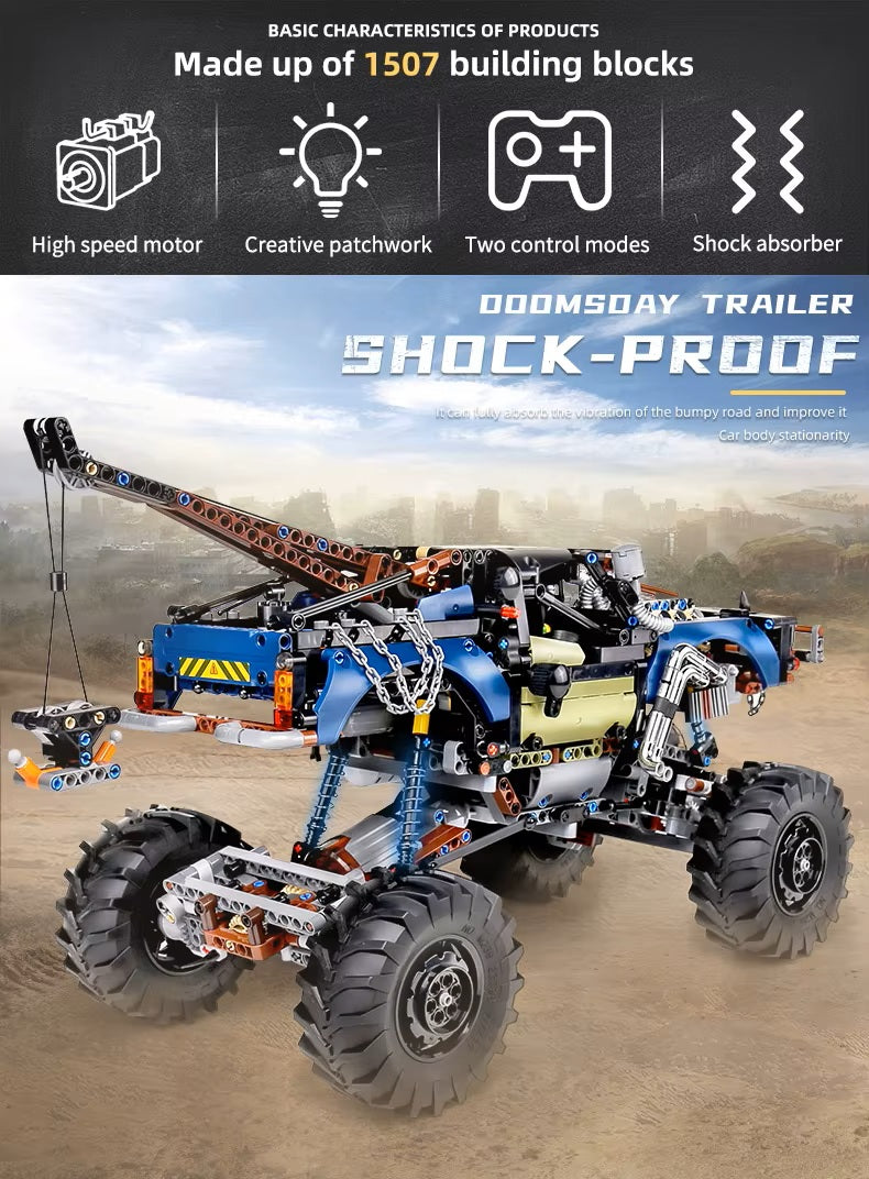 MOULD KING 1507 Pieces 18006 Rebel Tow Truck Racing Car Building Block RC Off-Road Climbing Buggy Vehicle Brick Children Toys Christmas Gift
