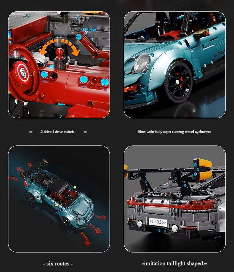 TGL T5026 Technology 911 Sports Car Static Version High Difficulty Building Block Assembly Model Holiday Gift MOC