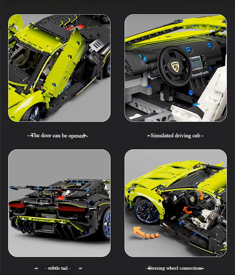 TGL T5028 Technology Green Bull Supercar Static Version High Difficulty Building Block Assembly Model Holiday Gift MOC