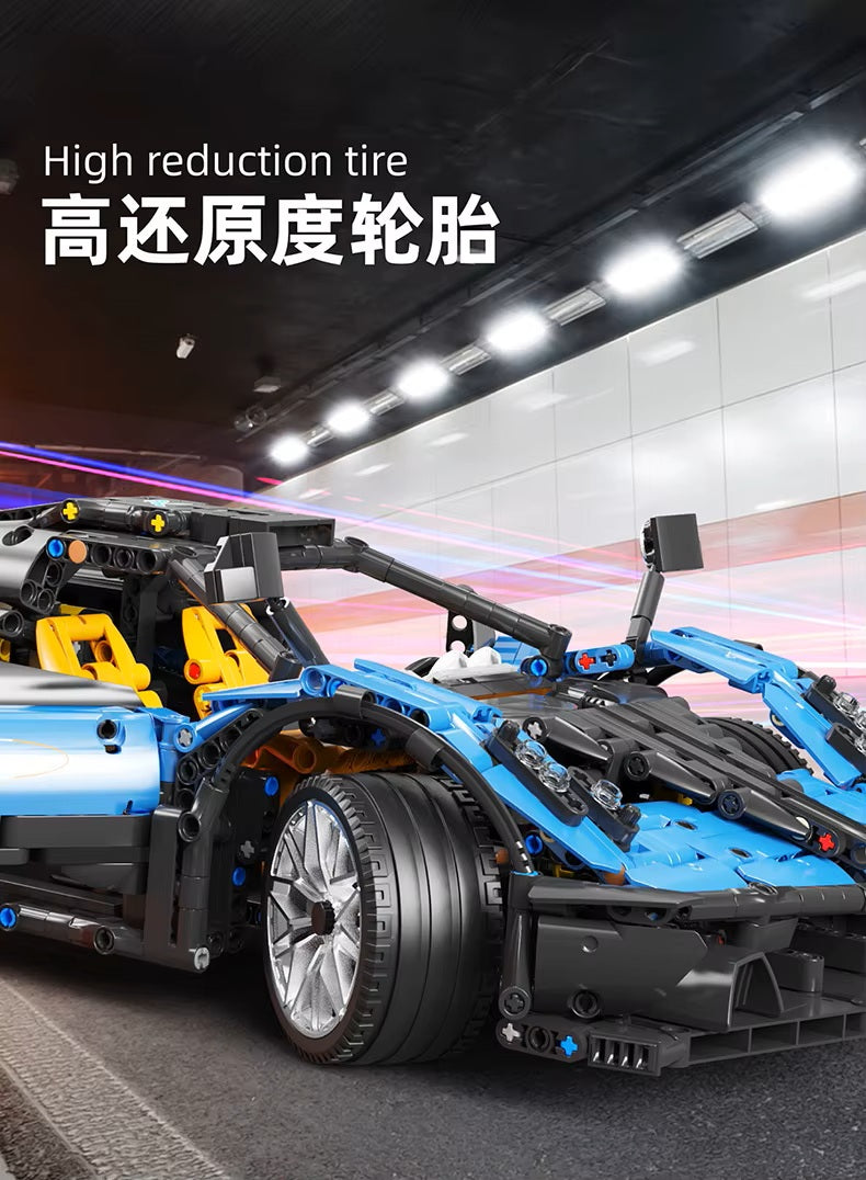 TGL T5038 Technology Blue Supercar Static Version High Difficulty Building Block Assembly Model Holiday Gift MOC