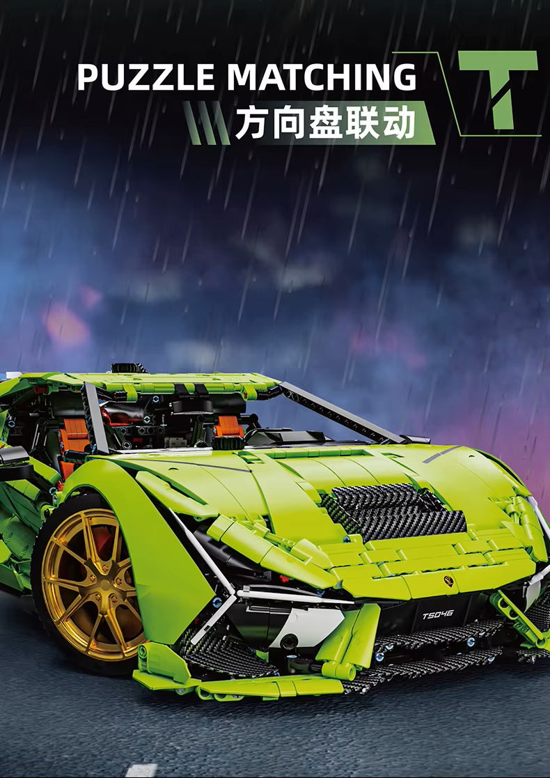 TGL T5046 6628 Pieces Technology Green Supercar Static Version High Difficulty Building Block Assembly Model Holiday Gift MOC