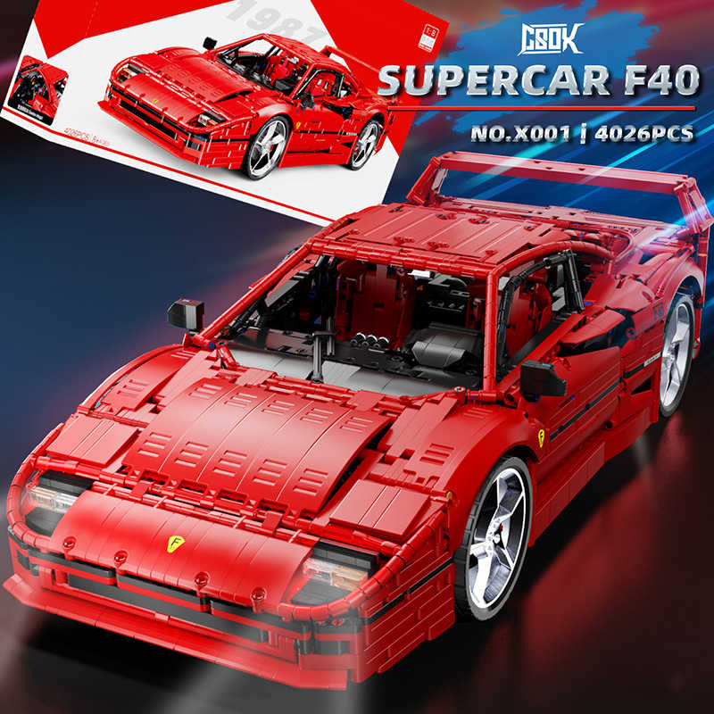 JD017 4026 Pieces Technical the F40 Red Super Car Compatible MOC-140629 Building Blocks Bricks Toys Boys Birthday Gifts 42143