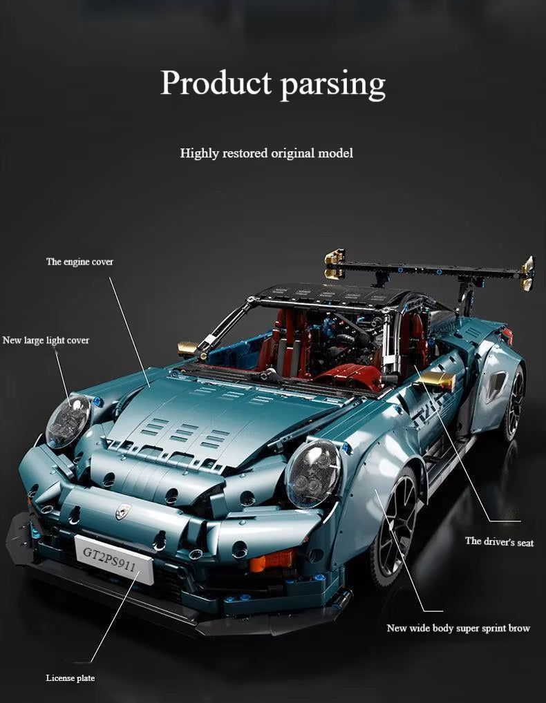 TGL T5026 Technology 911 Sports Car Static Version High Difficulty Building Block Assembly Model Holiday Gift MOC