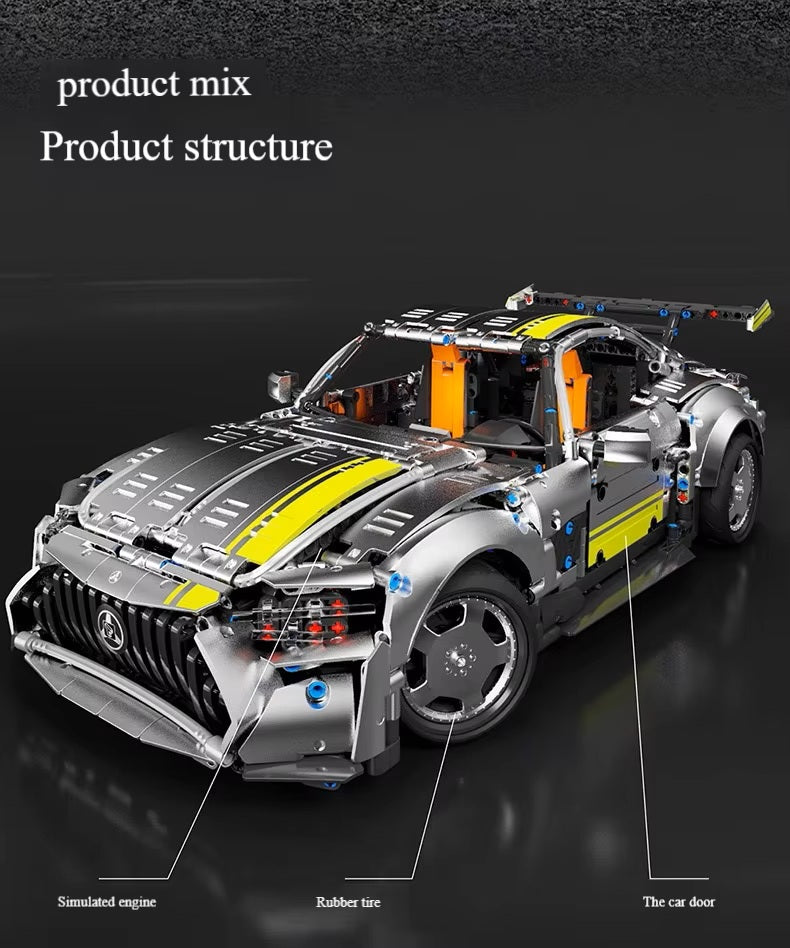 TGL T5035 Technology Silver AMG-TG Sports Car Static Version High Difficulty Building Block Assembly Model Holiday Gift MOC