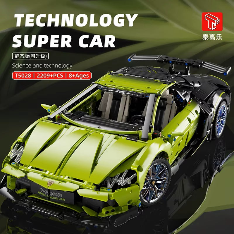 TGL T5028 Technology Green Bull Supercar Static Version High Difficulty Building Block Assembly Model Holiday Gift MOC
