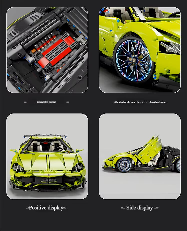 TGL T5028 Technology Green Bull Supercar Static Version High Difficulty Building Block Assembly Model Holiday Gift MOC