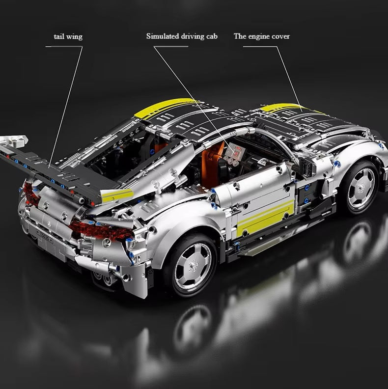 TGL T5035 Technology Silver AMG-TG Sports Car Static Version High Difficulty Building Block Assembly Model Holiday Gift MOC