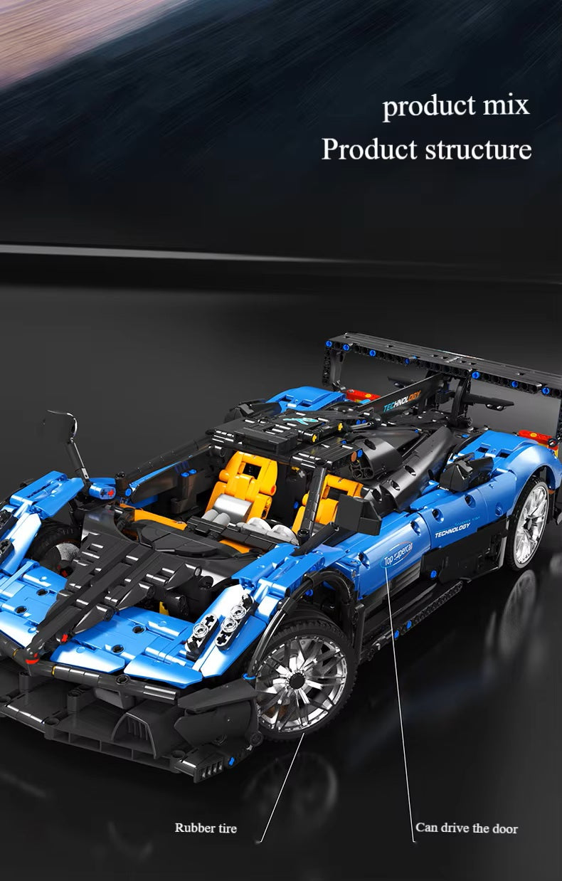 TGL T5038 Technology Blue Supercar Static Version High Difficulty Building Block Assembly Model Holiday Gift MOC