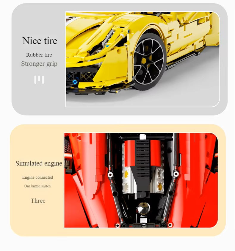 TGL T5005 T5005A Technology 488 Sports Car Static Version High Difficulty Building Block Assembly Model Holiday Gift MOC
