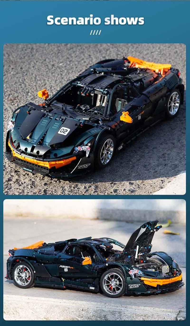 Technical Vehicles Building Blocks APP Electric P1 Speed Sports Car Bricks Assembly Toy Christmas Gift for Kids 13091