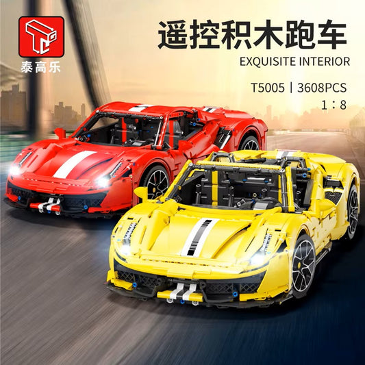 TGL T5005 T5005A Technology 488 Sports Car Static Version High Difficulty Building Block Assembly Model Holiday Gift MOC