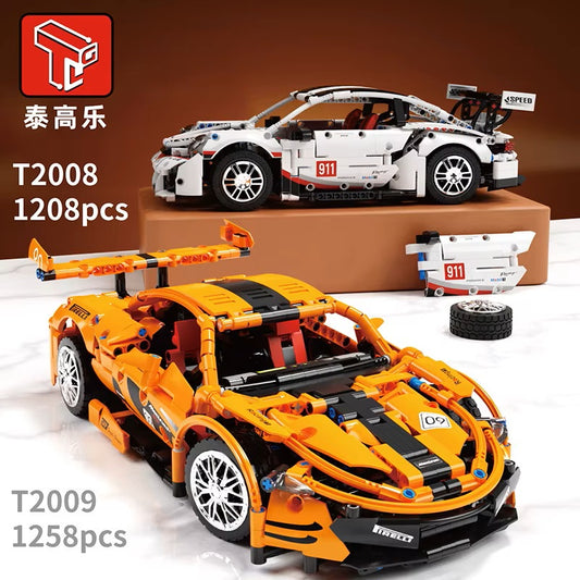 TGL T2008 T2009 Static Sports Car High Difficulty Building Block Assembly Model Holiday Gift