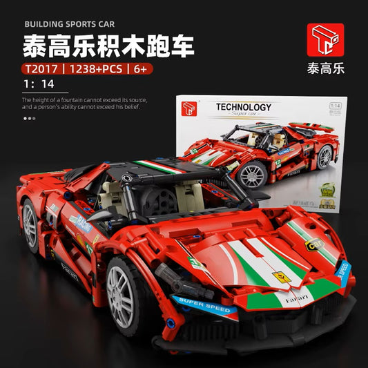 TGL T2017 Red Sports Car Static Version High Difficulty Building Block Assembly Model Holiday Gift