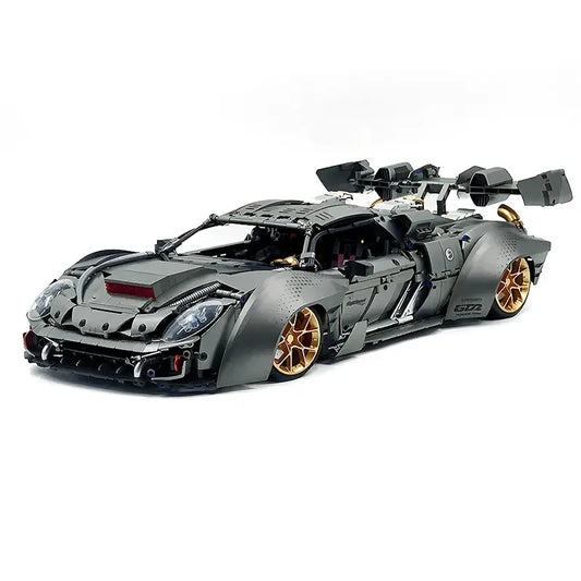 Classic Plating Grey Sports Car Model Building Blocks Modified Speed Vehicle MOC 10629 1:8 High Tech Brick DIY Set Toy Gift Boys