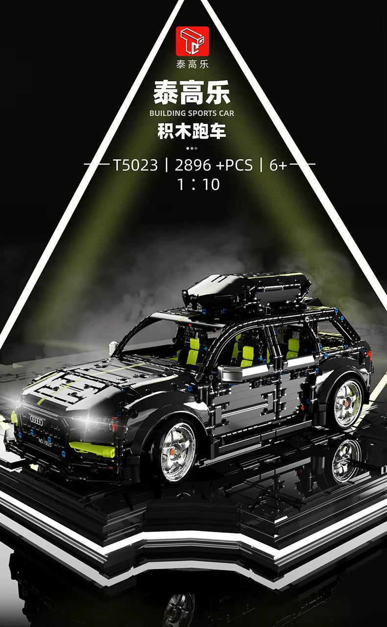TGL T5023 Technology RS6 Sports Car Static Version High Difficulty Building Block Assembly Model Holiday Gift MOC