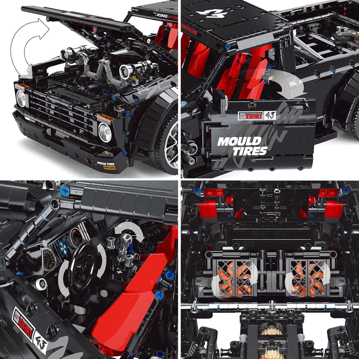 Technical Remote Control Car MOC Motorized Off-Road Pickup Truck Building Blocks Brick Toy Christmas Gifts Kids 13082