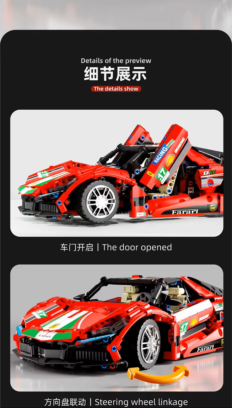 TGL T2017 Red Sports Car Static Version High Difficulty Building Block Assembly Model Holiday Gift