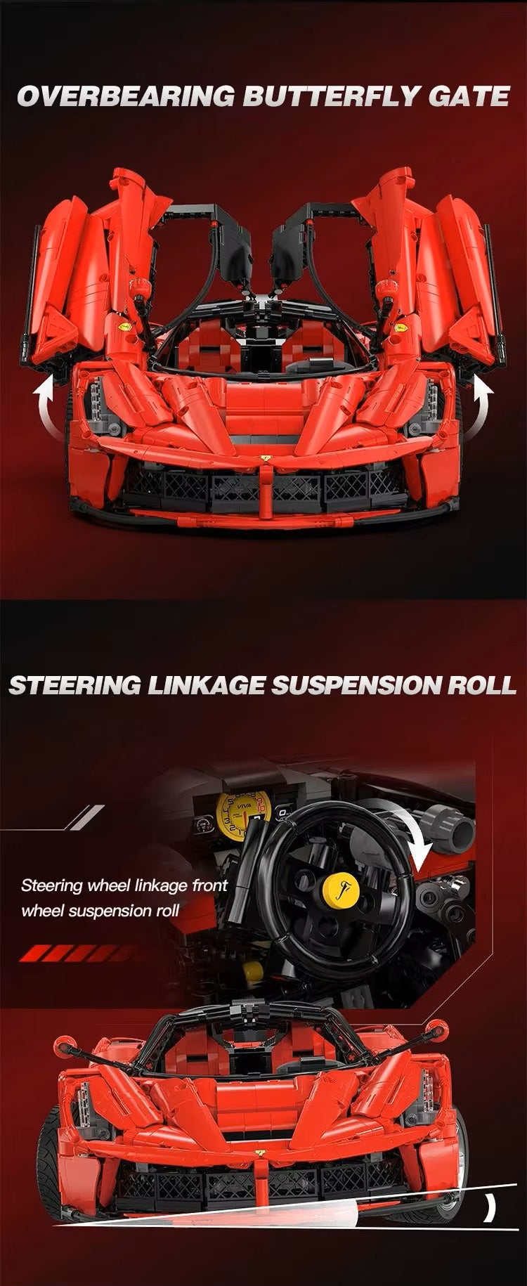 CADA C61505 Red Technical Super Sports Car Model Building Blocks Brick DIY Puzzle Toys Assembly Birthday Christmas Gifts