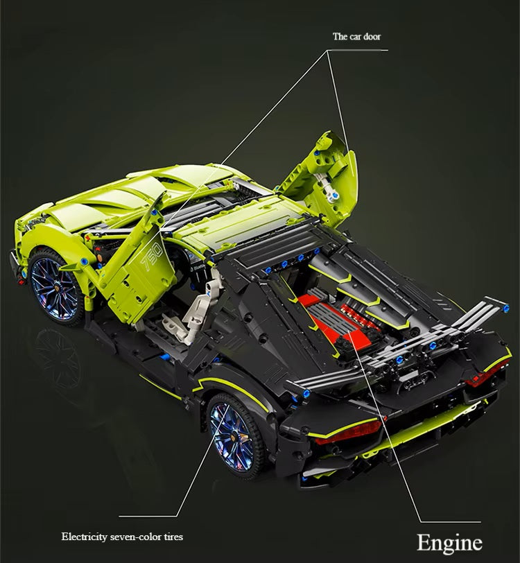 TGL T5028 Technology Green Bull Supercar Static Version High Difficulty Building Block Assembly Model Holiday Gift MOC