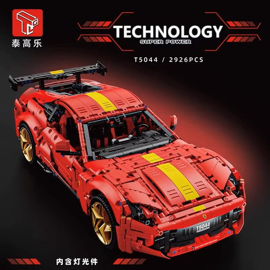 TGL T5044 2926 Pieces Technology Red 812 Supercar Static Version High Difficulty Building Block Assembly Model Holiday Gift MOC