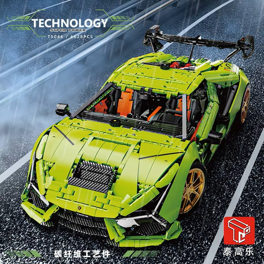 TGL T5046 6628 Pieces Technology Green Supercar Static Version High Difficulty Building Block Assembly Model Holiday Gift MOC