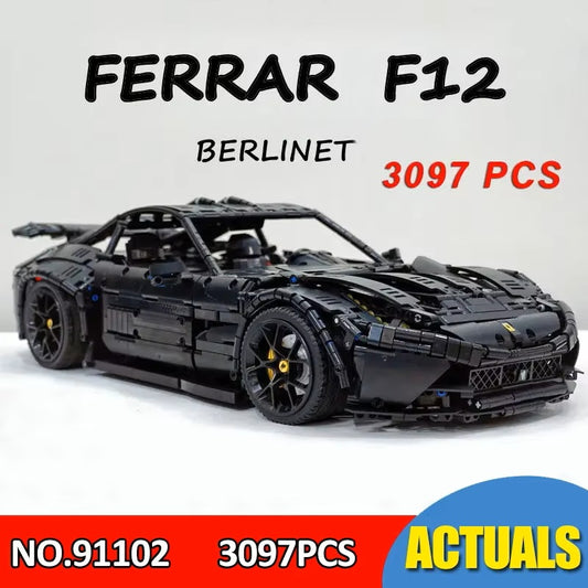 JIESTAR 3097 Pieces 91102 Moc Technical F12 Super Car Black Racing Car Model RSR Bricks Building Blocks Boys Toys 3097pcs Children Gifts