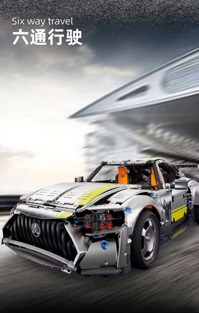 TGL T5035 Technology Silver AMG-TG Sports Car Static Version High Difficulty Building Block Assembly Model Holiday Gift MOC