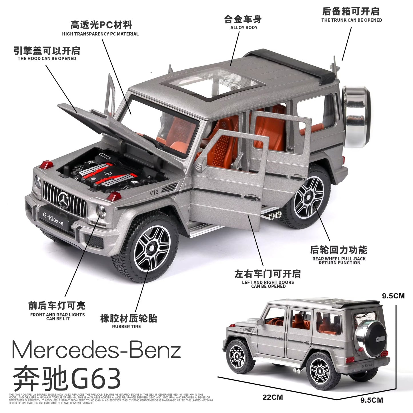 Mercedes-Benz G63 AMG 1:24 Scale Die-Cast Collector Model – Luxury Performance Edition